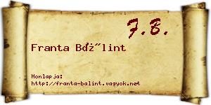 Franta Bálint névjegykártya